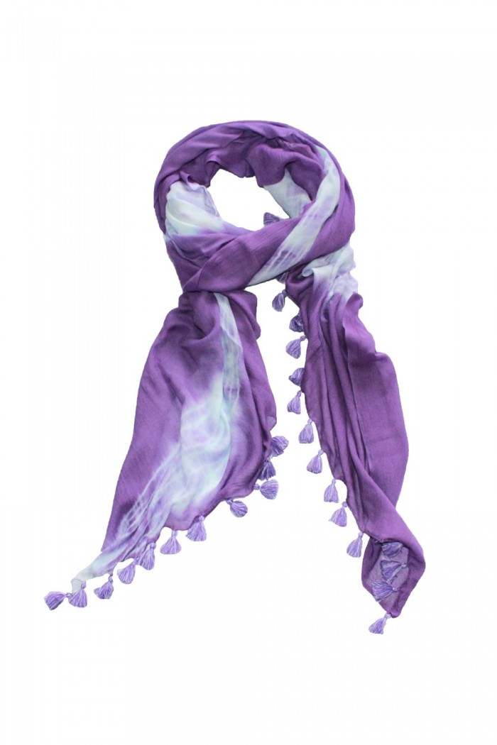 100% Modal Shaded Hand Dyed Scarf With Pompom