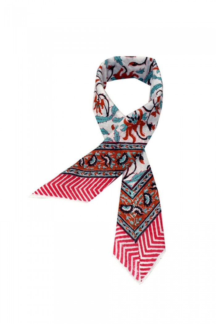 100% Cotton Block Printed Square Scarf