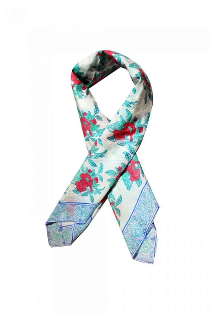 100% Cotton Block Printed Square Scarf