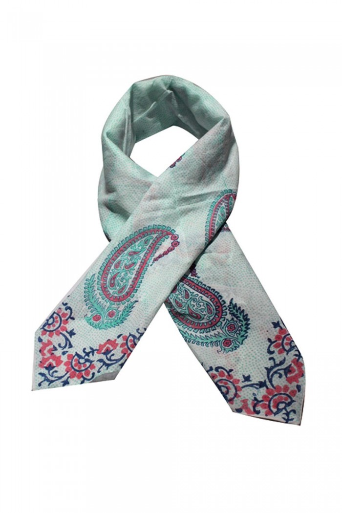 100% Cotton Block Printed Square Scarf